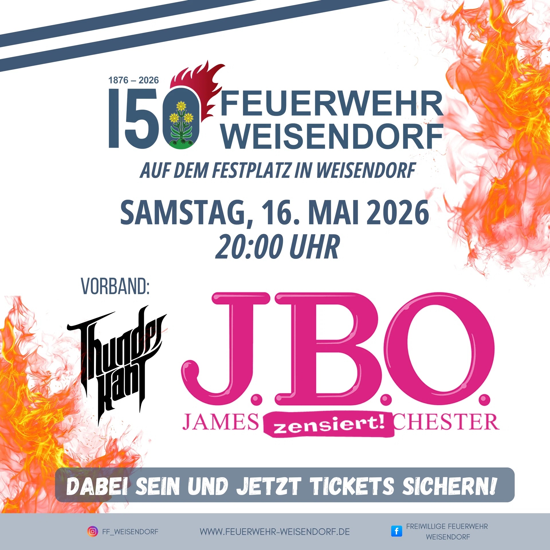 Feuerwehr Weisendorf Jubiläum 150 Jahre Feuerwehrveranstaltung im Festzelt 2026.